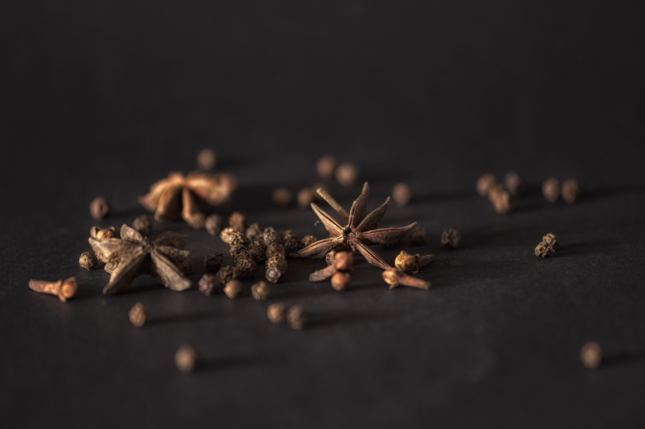 selective focus photography of star anise